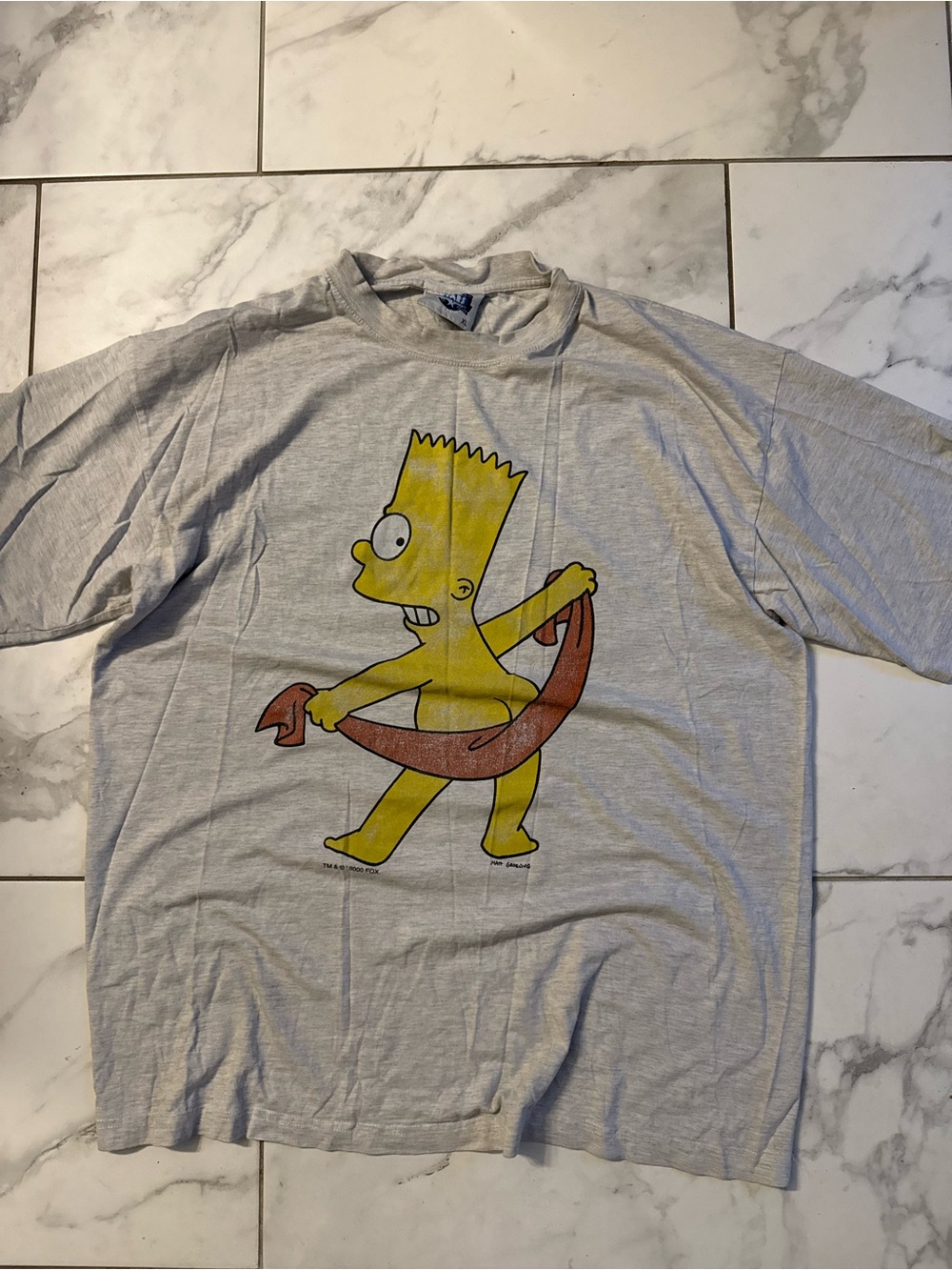 Vintage Bart Simpson Naked The Simpsons 2000 FOX Funny 90s y2k Graphic Shirt XL